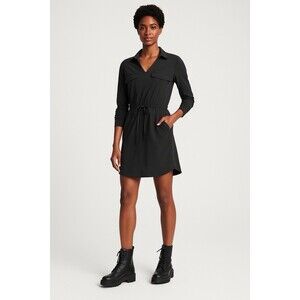 Athleta Zuma Black Featherweight Stretch Utility Shirt Dress XXS NWT Travel